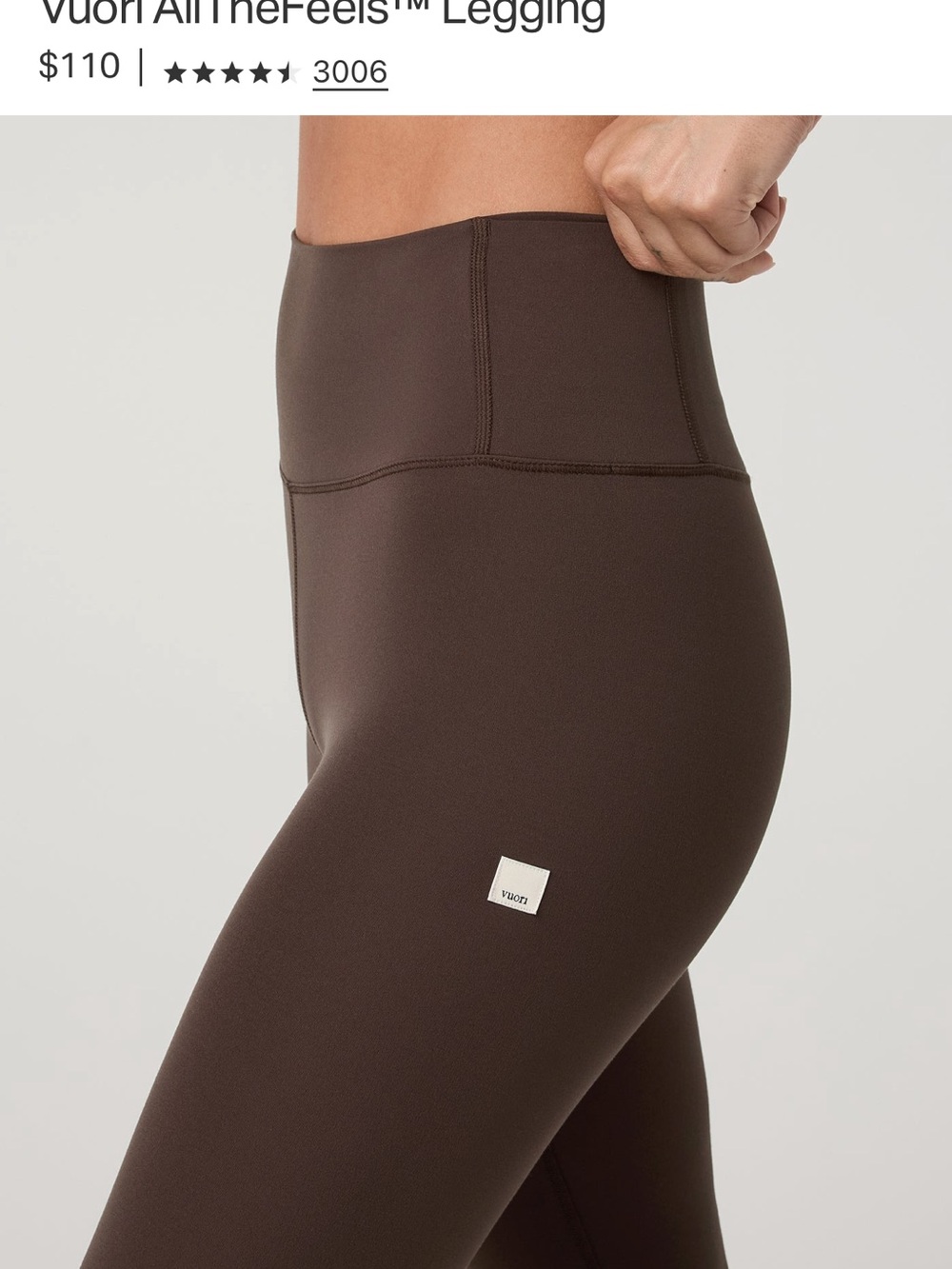 Vuori Brown High-Rise Performance Leggings